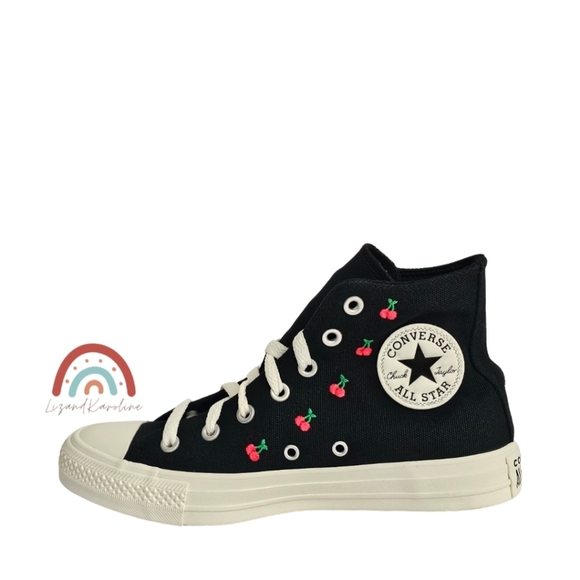 New! Converse Chuck Taylor All Star High Top Sneakers with Cherry Embroidery - Picture 9 of 16
